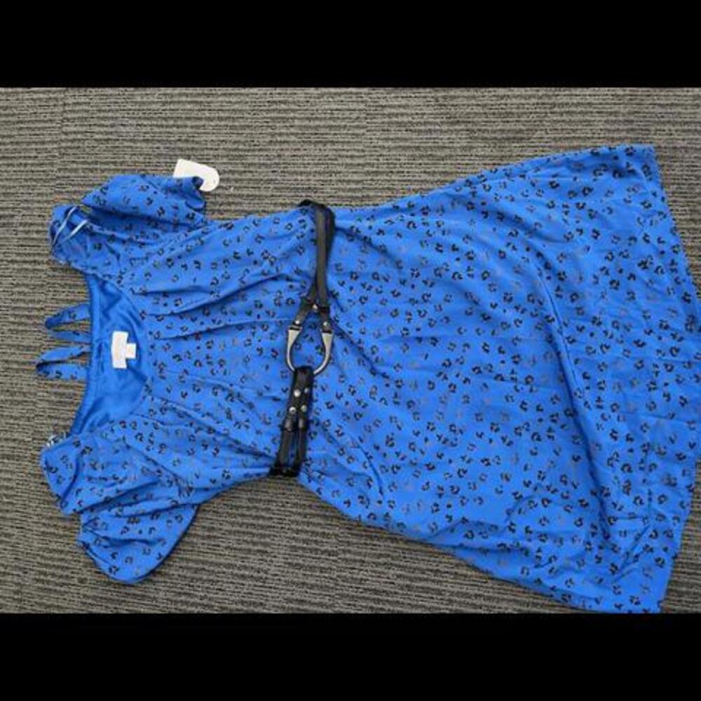 NWT New Jessica Simpson Belted Leopard Dress Blue Size 14
